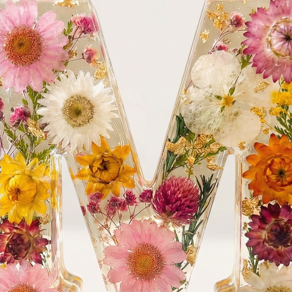 Letter Light Real Dried Flowers Warm LED USB Powered