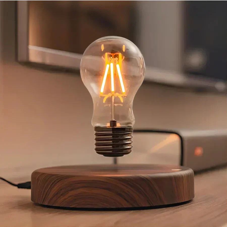 Levitating Lamp Magnetic Floating Walnut Base