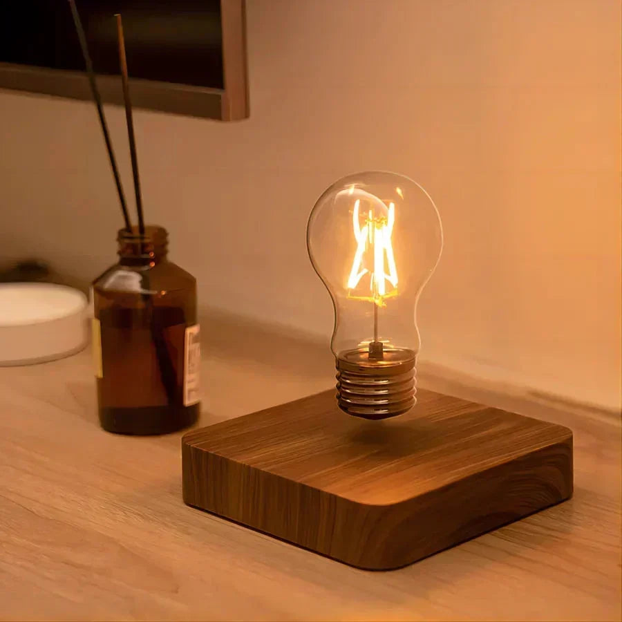 Levitating Lamp Magnetic Floating Walnut Base