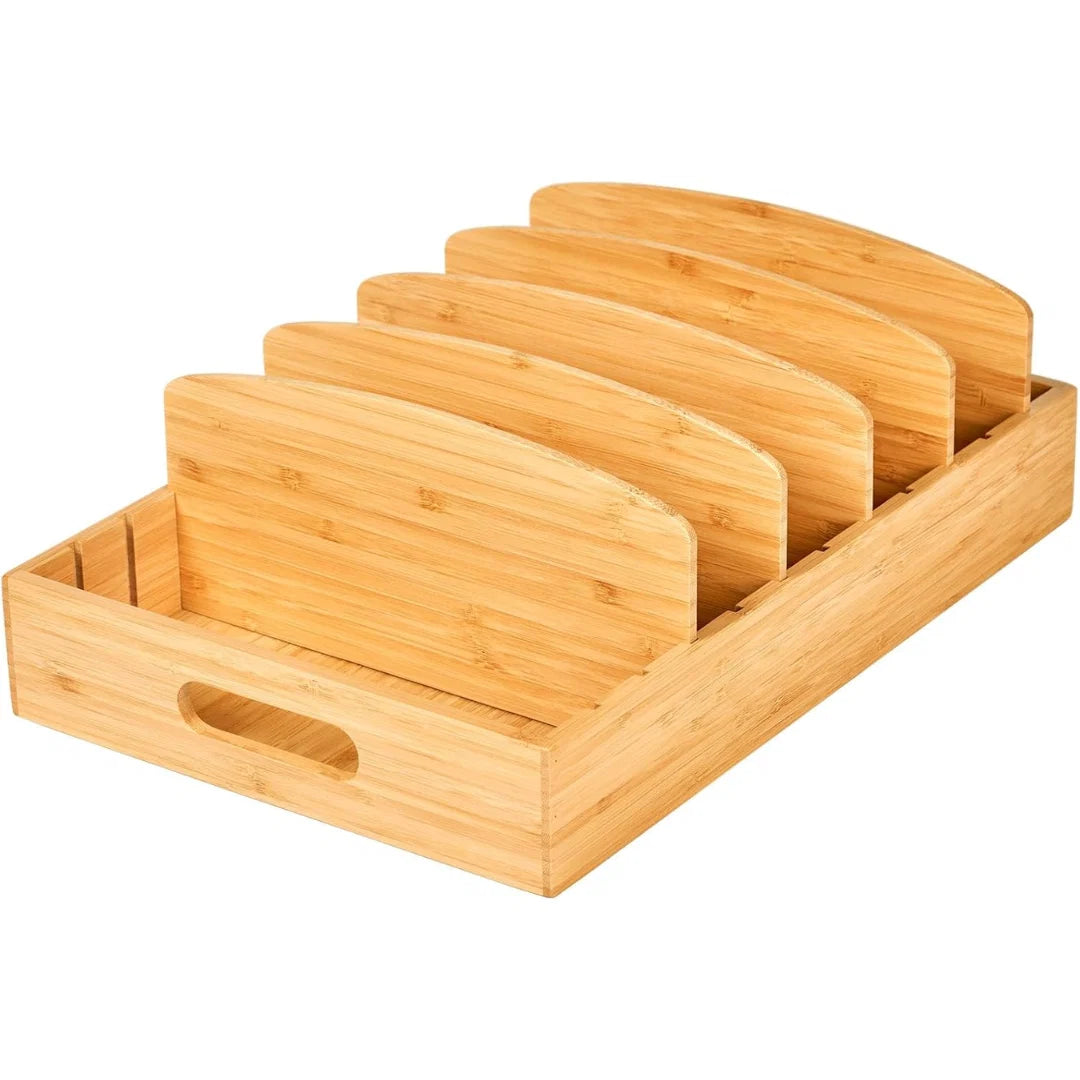 Lid Organizer Bamboo Adjustable Dividers Space-Saving