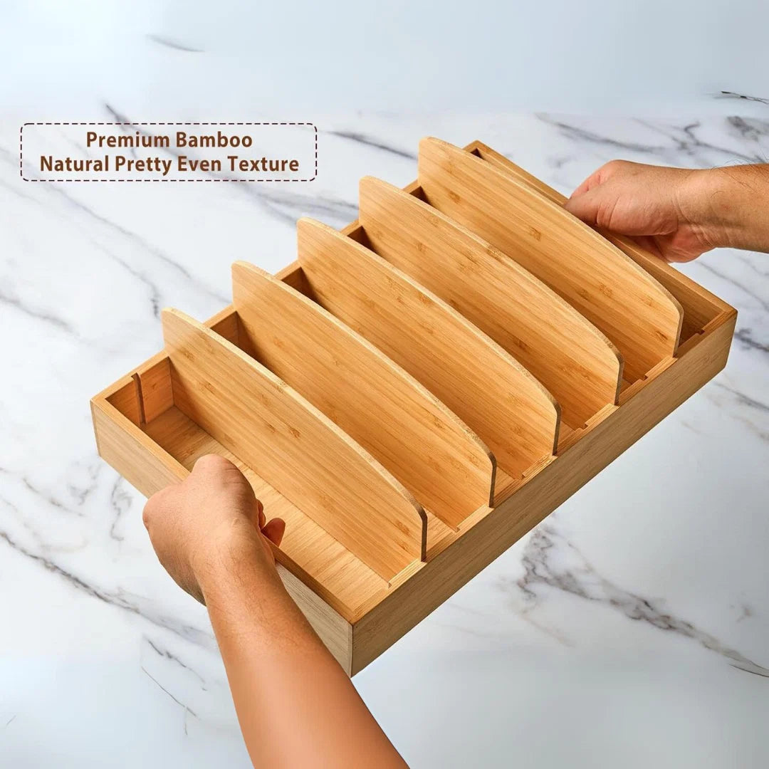 Lid Organizer Bamboo Adjustable Dividers Space-Saving