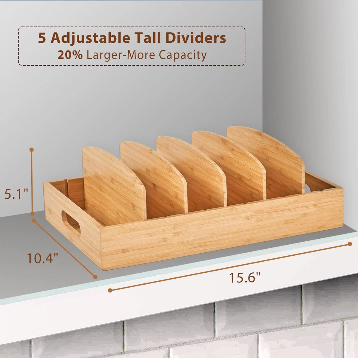 Lid Organizer Bamboo Adjustable Dividers Space-Saving