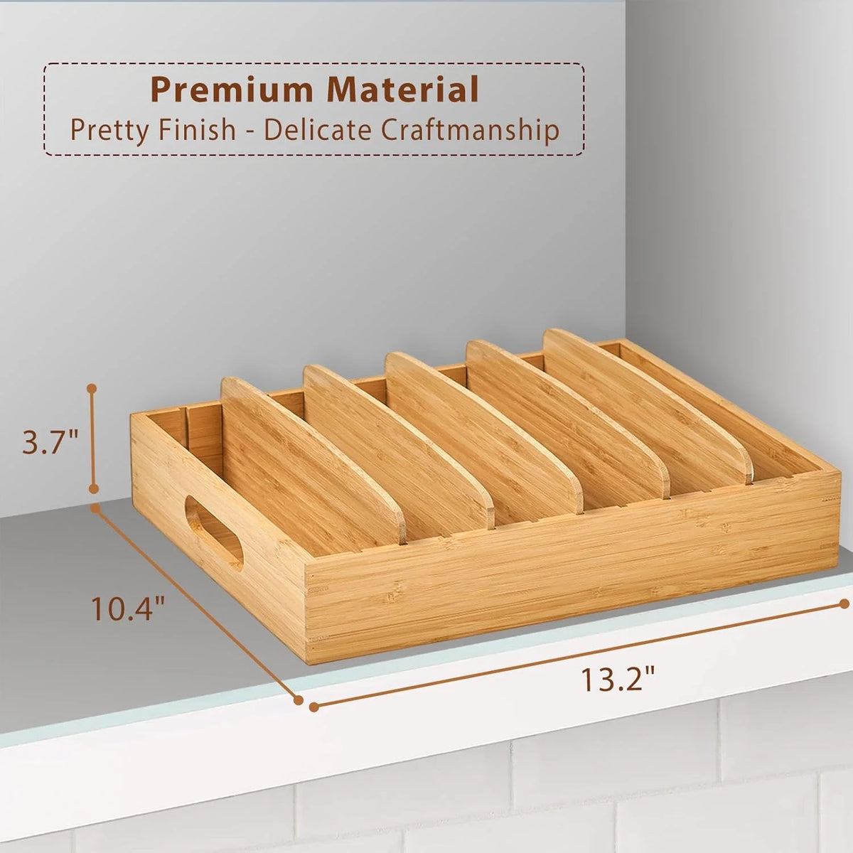Lid Organizer Bamboo Adjustable Dividers Space-Saving