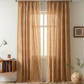 Light-Filtering Microfiber Wheat-Embroidered Tassel Curtain Panel