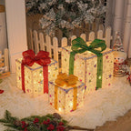 Lighted Gift Boxes Warm LED Battery-Powered Set of 3