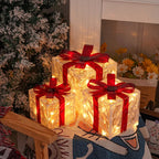 Lighted Gift Boxes Warm LED Battery-Powered Set of 3