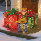 Lighted Gift Boxes Warm LED Battery-Powered Set of 3