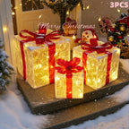 Lighted Gift Boxes Warm LED Battery-Powered Set of 3