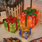 Lighted Gift Boxes Warm LED Battery-Powered Set of 3