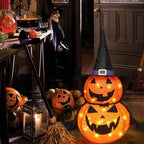 Lighted Halloween Pumpkins Collapsible & Pre-Lit Set of 2