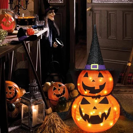 Lighted Halloween Pumpkins Collapsible & Pre-Lit Set of 2