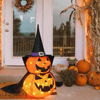 Lighted Halloween Pumpkins Warm White Collapsible Set of 2