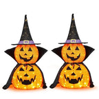 Lighted Halloween Pumpkins Warm White Collapsible Set of 2