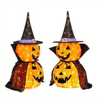 Lighted Halloween Pumpkins Warm White Collapsible Set of 2