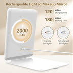 Lighted Makeup Mirror 10X Magnification Adjustable LED Rechargeable