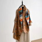 Lightweight Microfiber Fringed Horse Print Shawl Scarf