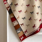 Lightweight Microfiber Fringed Horse Print Shawl Scarf