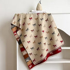 Lightweight Microfiber Fringed Horse Print Shawl Scarf