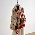 Lightweight Microfiber Fringed Horse Print Shawl Scarf