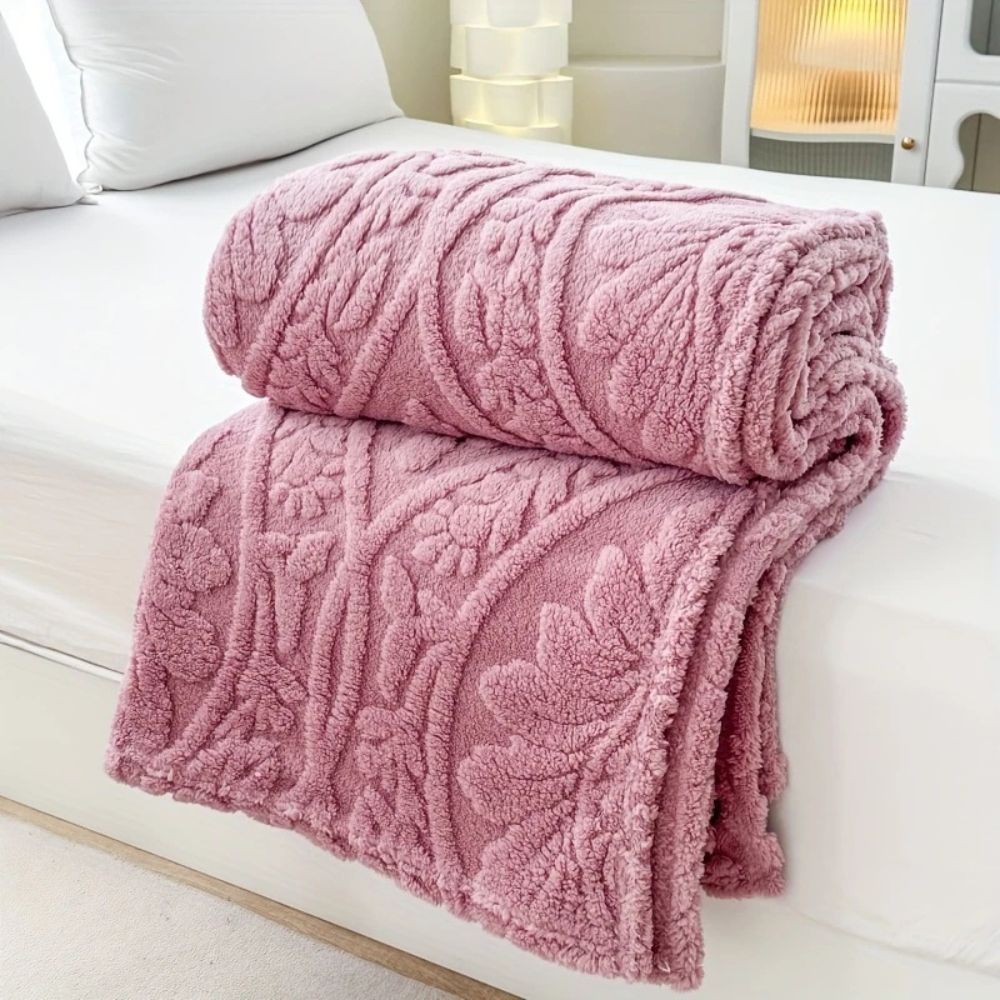 Lightweight Microfiber Jacquard Fleece Blanket (Machine Washable)