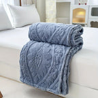 Lightweight Microfiber Jacquard Fleece Blanket (Machine Washable)