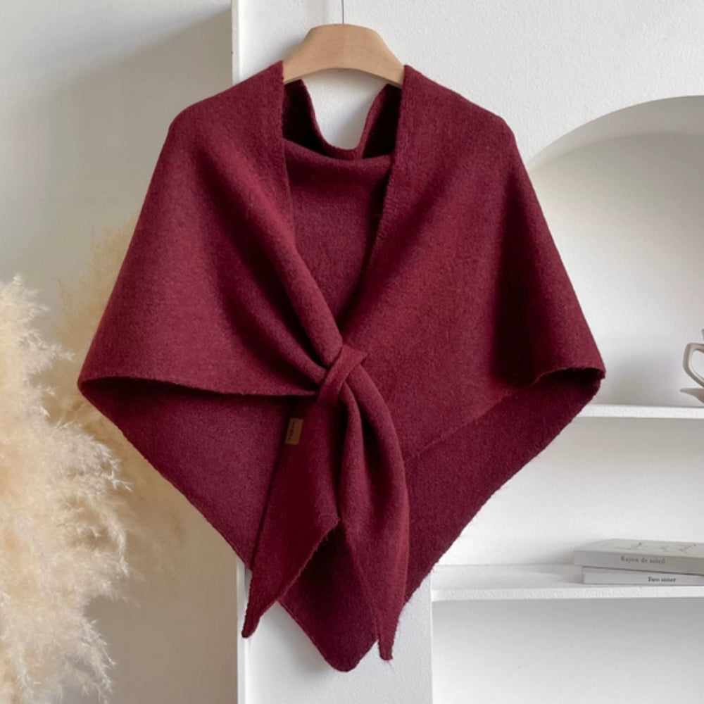 Lightweight Microfiber Knit Triangle Shawl Cape (Machine Washable)