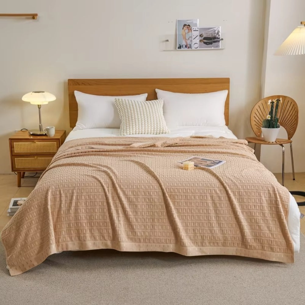 Lightweight Quick-Dry Waffle Cotton Blanket (All-Season)