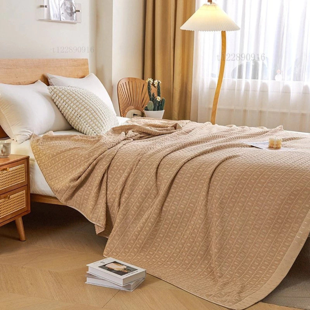 Lightweight Quick-Dry Waffle Cotton Blanket (All-Season)
