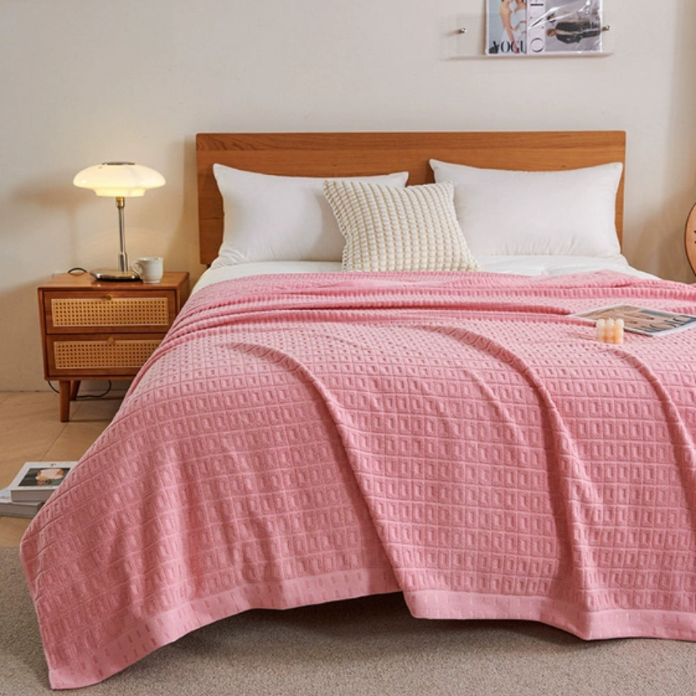 Lightweight Quick-Dry Waffle Cotton Blanket (All-Season)