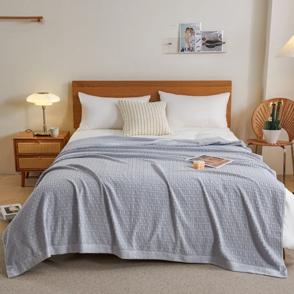 Lightweight Quick-Dry Waffle Cotton Blanket (All-Season)