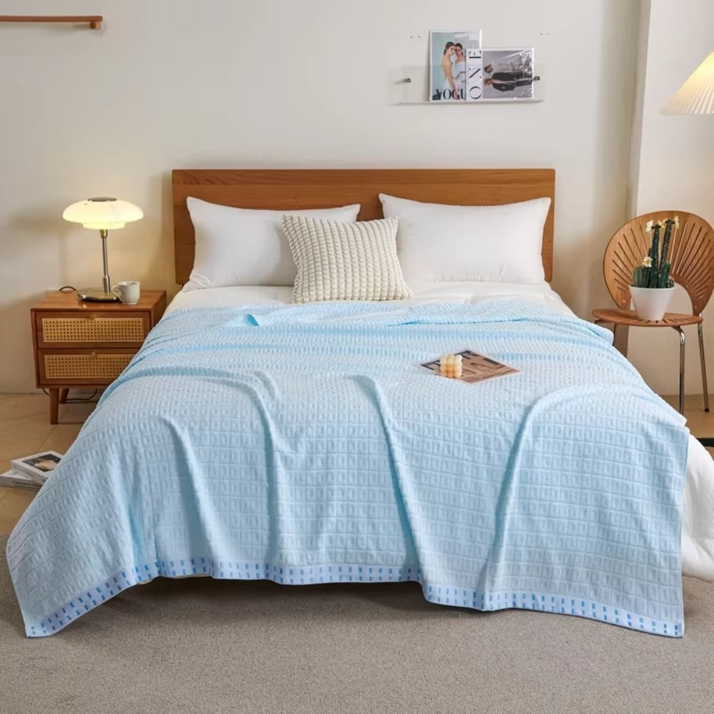 Lightweight Quick-Dry Waffle Cotton Blanket (All-Season)