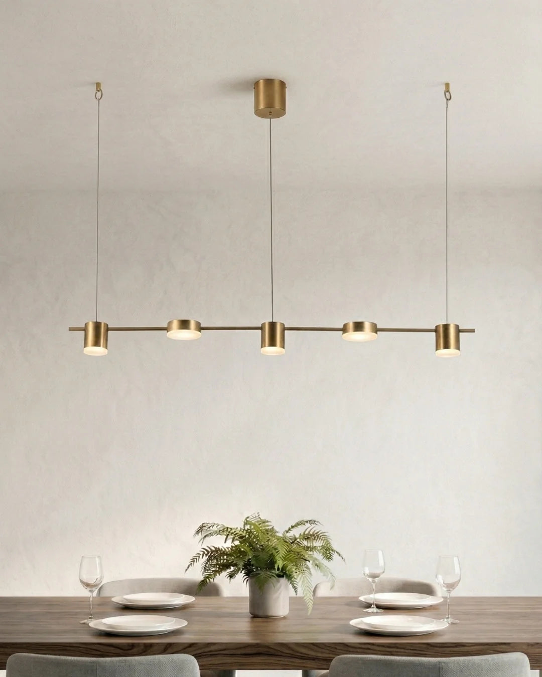 Linear LED Pendant Light Adjustable Height Three-Color Dimmable