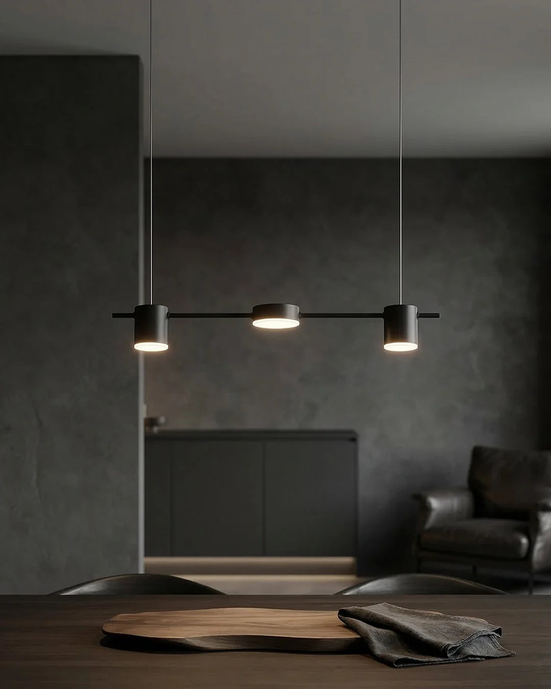 Linear LED Pendant Light Adjustable Height Three-Color Dimmable