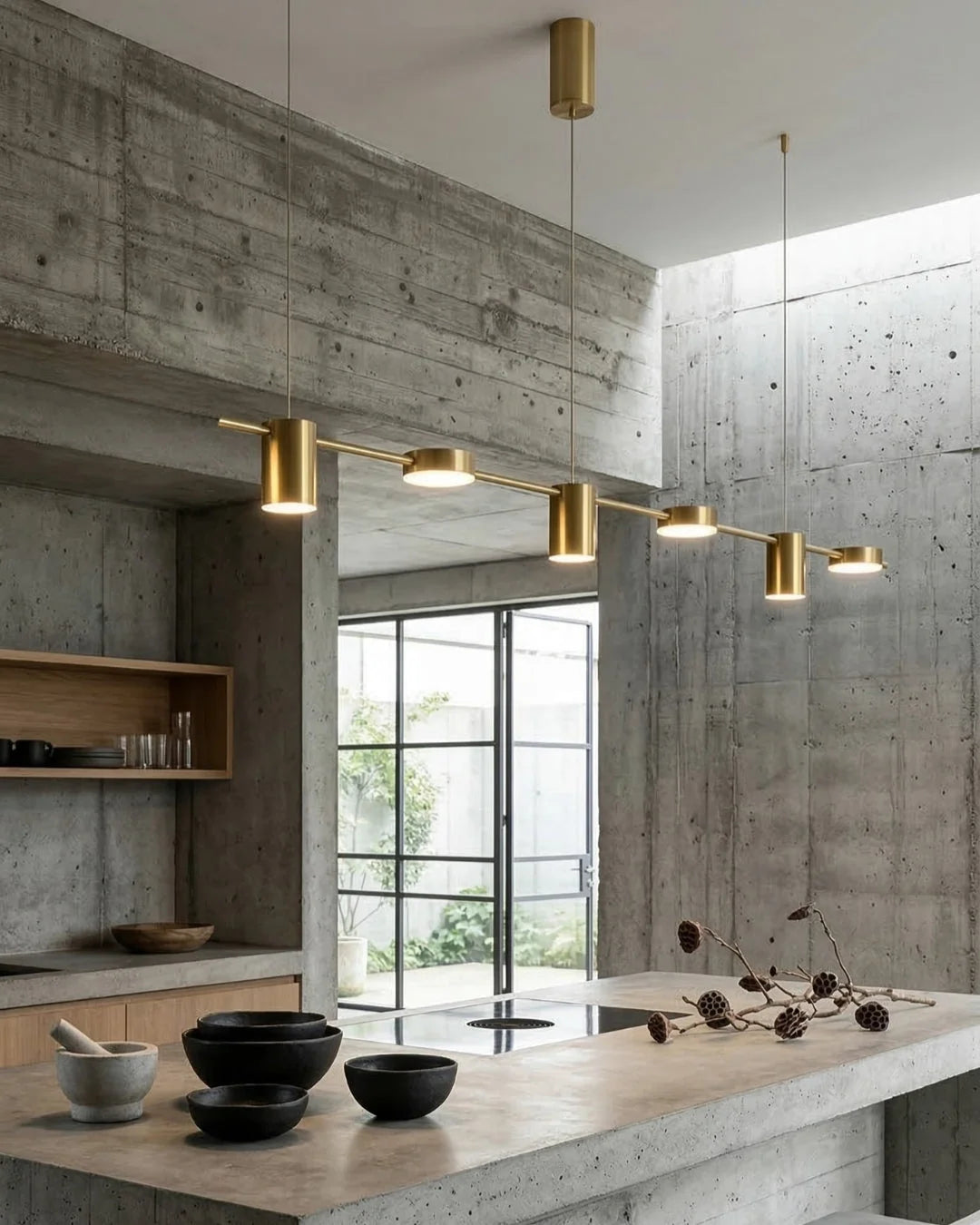 Linear LED Pendant Light Adjustable Height Three-Color Dimmable