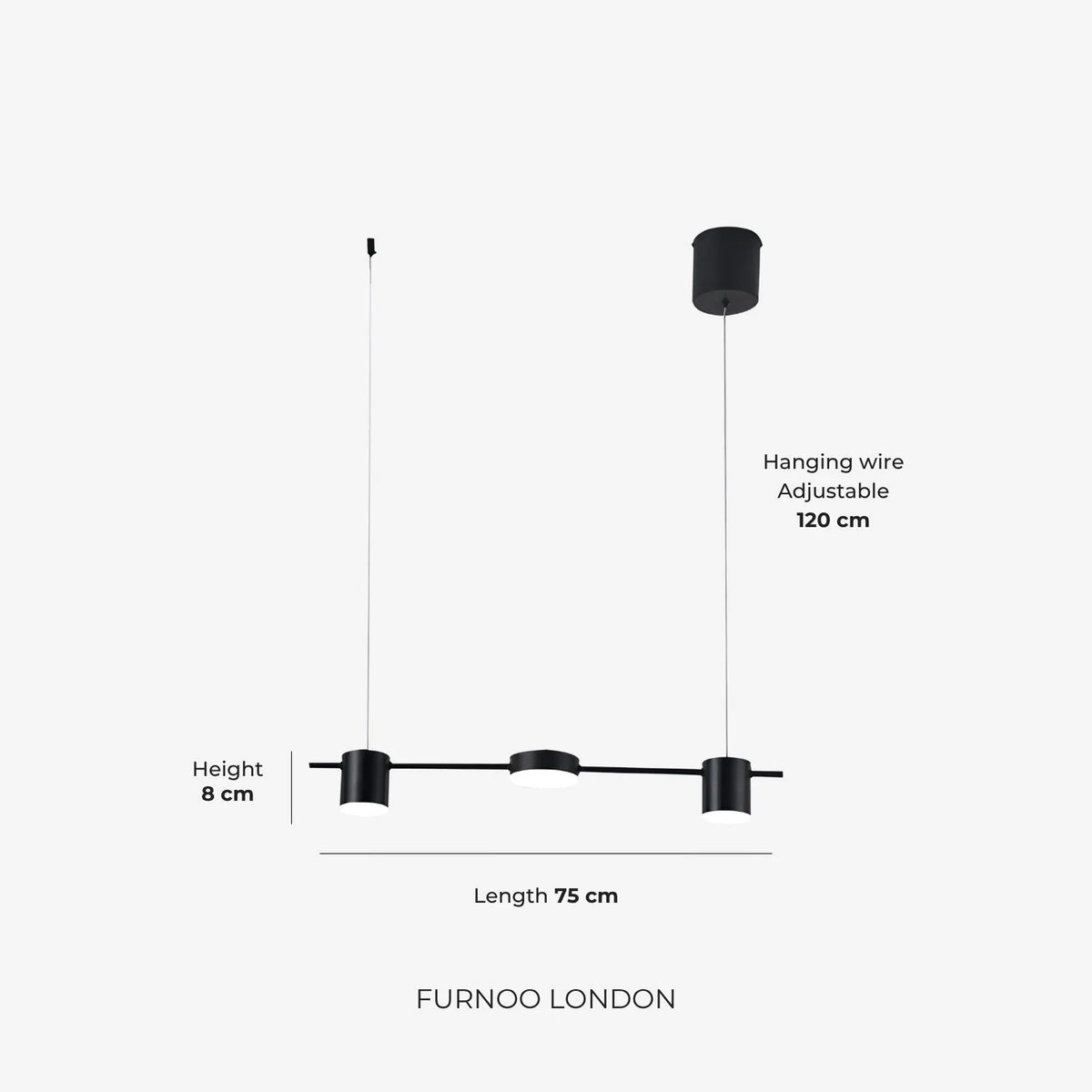 Linear LED Pendant Light Adjustable Height Three-Color Dimmable