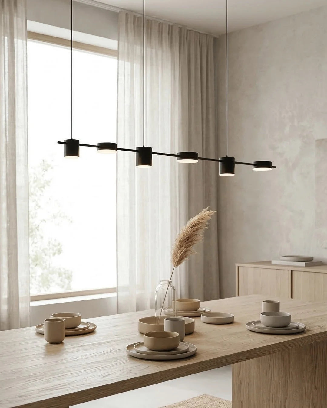 Linear LED Pendant Light Adjustable Height Three-Color Dimmable