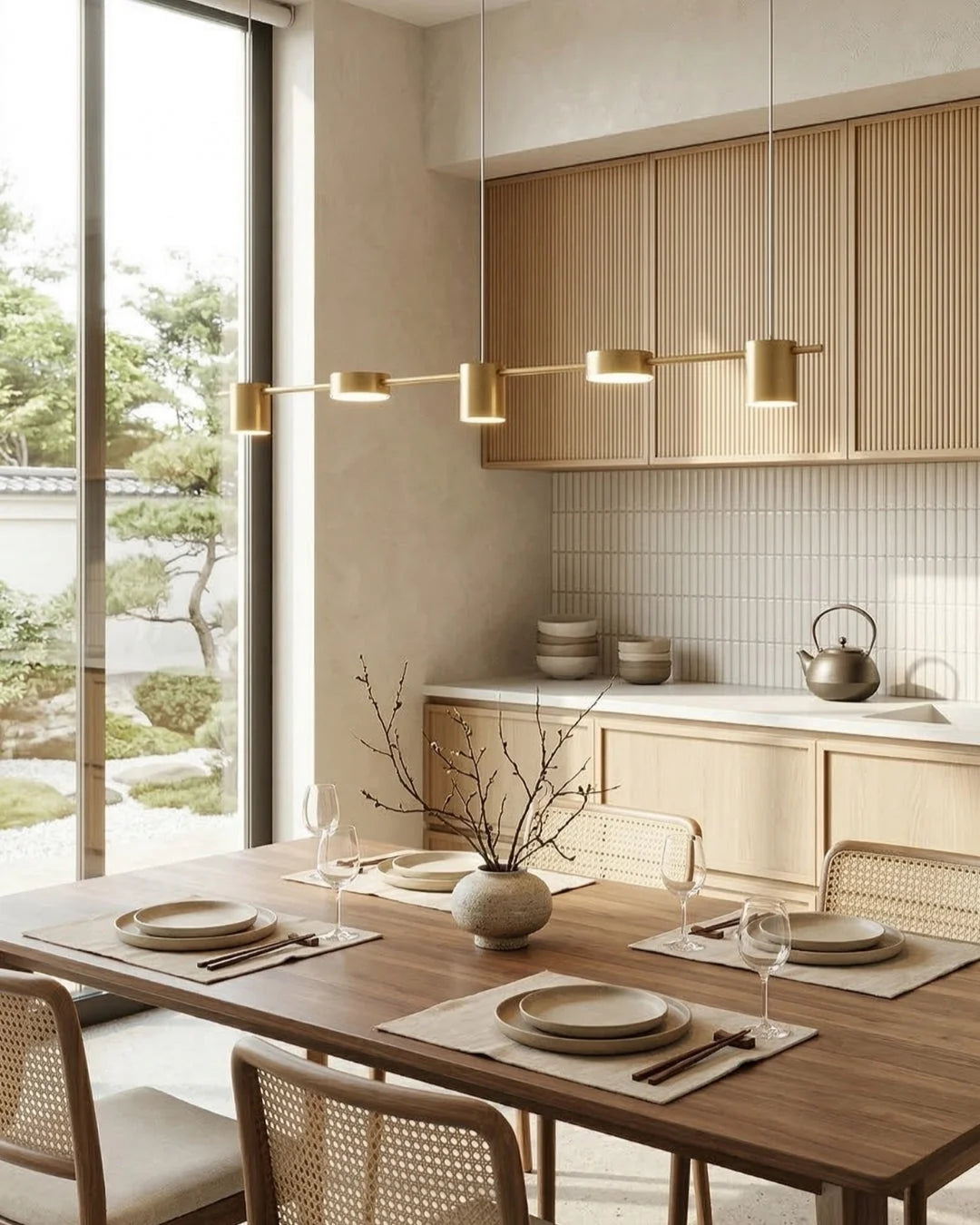 Linear LED Pendant Light Adjustable Height Three-Color Dimmable