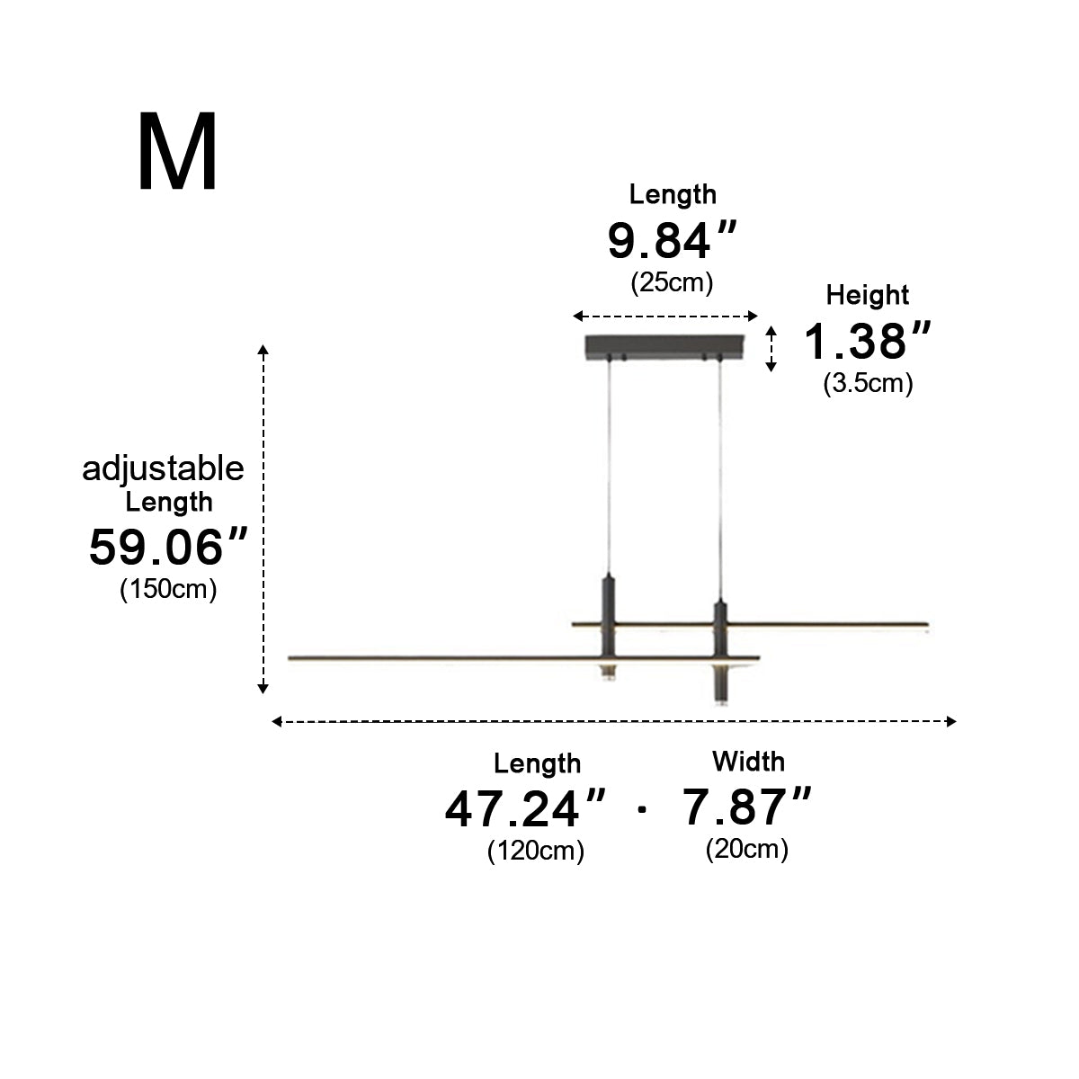 Linear Pendant Light Slim Integrated LED Dimmable