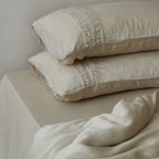 Linen Bedding Set Stonewashed Ruffle Trim Duvet & Pillowcases