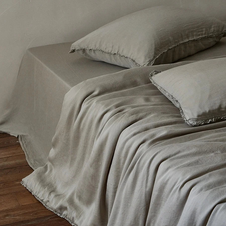Linen Bedding Set Washed Breathable Concealed Zipper