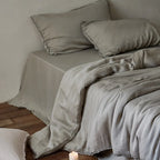 Linen Bedding Set Washed Breathable Concealed Zipper