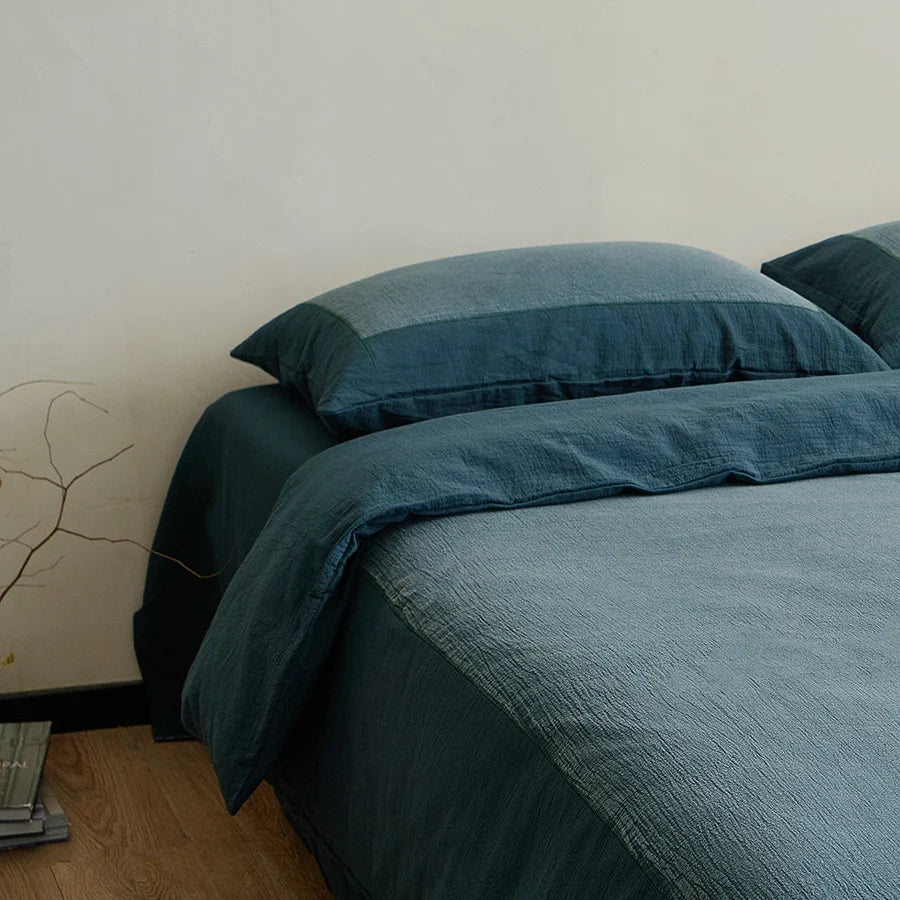Linen Blend Bedding Set Stonewashed Reversible