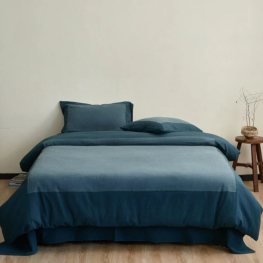 Linen Blend Bedding Set Stonewashed Reversible