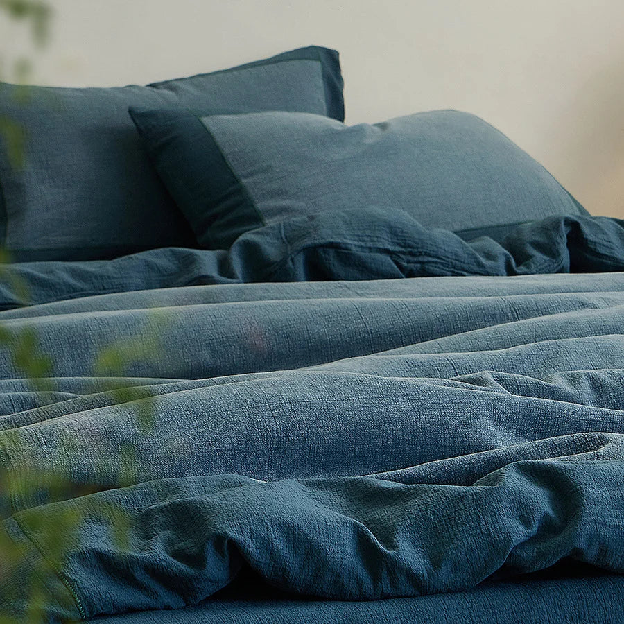Linen Blend Bedding Set Stonewashed Reversible