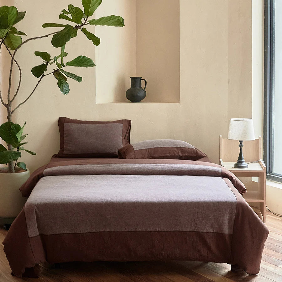Linen Blend Bedding Set Stonewashed Reversible