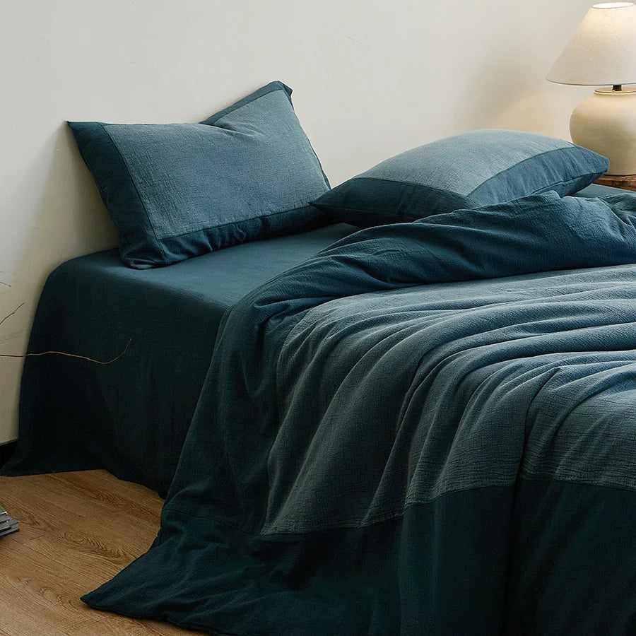 Linen Blend Bedding Set Stonewashed Reversible