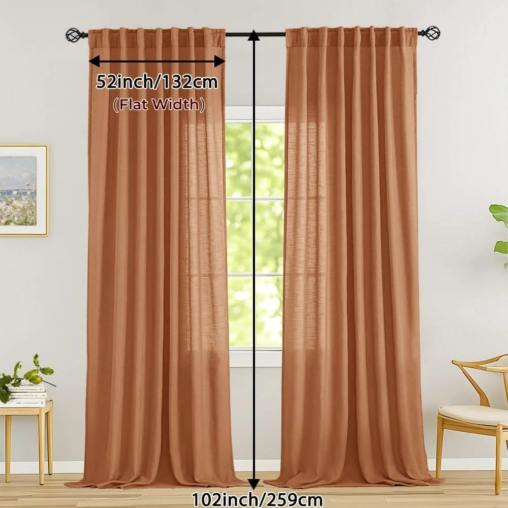 Linen Curtains Light-Filtering Privacy Machine Washable
