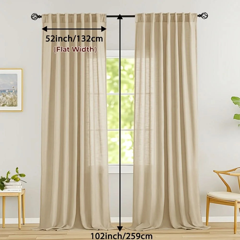 Linen Curtains Light-Filtering Privacy Machine Washable