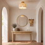 Linen & Gold Flush Mount Ceiling Light (LED Compatible)
