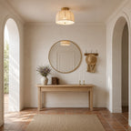 Linen & Gold Flush Mount Ceiling Light (LED Compatible)